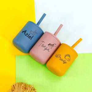 Custom Silicone Baby Sippy Cup, Engraved Name Toddler Cup, Personalized BPA-Free Cup, Baby Tumbler Gift for Boys & Girls