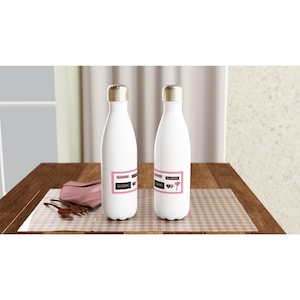 White 17oz Stainless Steel Water Bottle With K-Pop Band BlackPink
