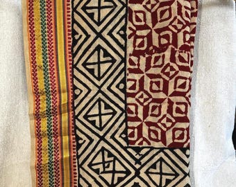 Handblock bedruckter Baumwollsarong - Boho Beach Cover-Up, Gemüsefarben