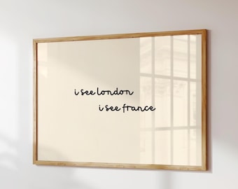 Impression Je vois Londres, je vois la France, Art mural drôle de salle de bain, affiche de typographie minimaliste, téléchargement numérique