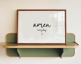 Stampa "Amen Everyday", poster artistico cristiano da parete, stampa con citazione di fede, decorazione religiosa minimalista, download digitale