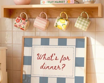 Affiche « Qu'est-ce qu'on mange ce soir ? », décoration murale pour la cuisine et la salle à manger, poster de cuisine, téléchargement numérique