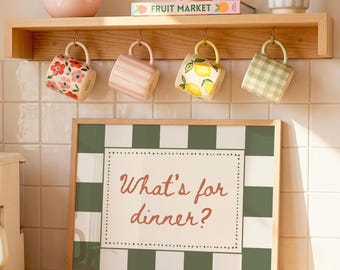 Affiche « Qu'est-ce qu'on mange ce soir ? », décoration murale pour la cuisine, poster pour la salle à manger, citation sur l'alimentation, téléchargement numérique