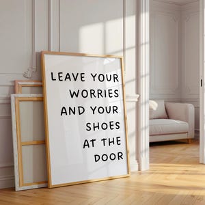 Entryway Poster Leave Shoes Sign – Minimalist Entryway Wall Art – Printable Instant Download Decor