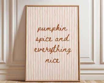 Pumpkin Spice Print, Fall Kitchen Wall Art, Retro Autumn Poster, Coffee Artwork, Pumpkin Wall Decor, Fall Digital Download