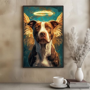 Angel Dog Memorial Art Print: Rainbow Bridge Pet Loss Gift