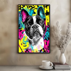 French Bulldog Graffiti Art Poster Colorful Street Art Dog Wall Print Digital Download and Physical Poster for Dog Lovers