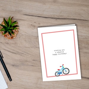 Carte imprimable pour les anniversaires, carte d'anniversaire de vélo, carte imprimable, carte 5 x 7, téléchargement numérique