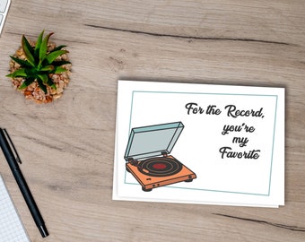 Printable Card for Any Occasion, Funny Record card, Favorite, Turntable, Music, Printable Card, 5x7 Card, Digital Download