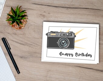 Printable Card for Birthdays, Camera Happy Birthday card, Printable Card, 5x7 Card, Digital Download