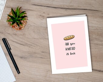 Printable Card for Any Occasion, Funny Bread Knead card, Printable Card, 5x7 Card, Digital Download