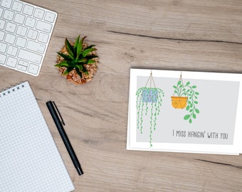 Printable Card for Any Occasion, Funny Plant card, Miss You, Printable Card, 5x7 Card, Digital Download
