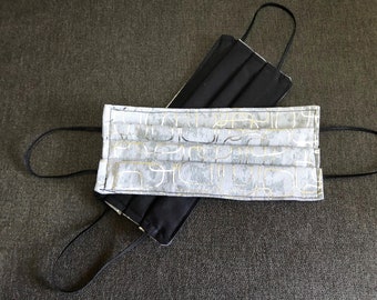 Fabric Face Mask- Modern Gray Foil Shapes Fabric, Cotton, Reusable, USA made, Ready to ship