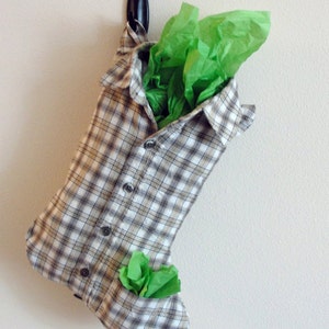 Holiday Shocking- Plaid Flannel Collared Shirt Stocking - Etsy