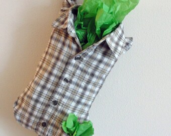 Holiday Shocking- Plaid flannel collared shirt stocking