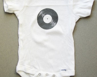 Record print onesie- Short sleeve 3-6 months