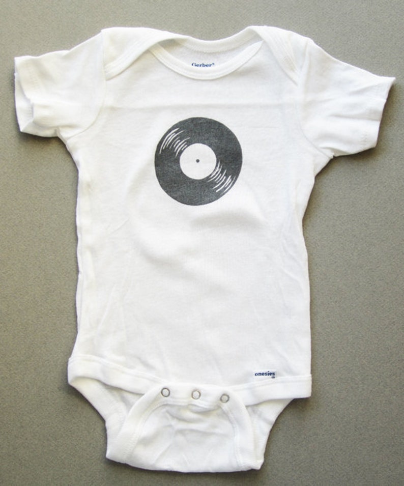 Record print onesie Short sleeve 3-6 months image 1