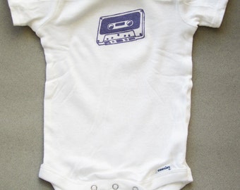 Cassette tape logo onesie- Short sleeve 3-6 months
