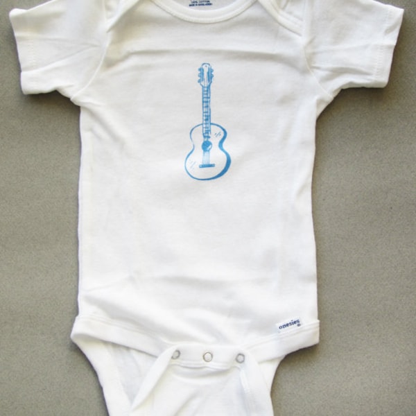 Acoustic guitar print onesie- Short sleeve 3-6 months