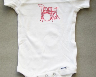 Drum set print onesie- Short sleeve 3-6 months