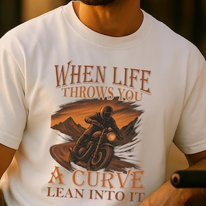 Motorcycle Shirt, When Life Throws You a Curve Lean Into It Biker Quote Shirt, Motorcycle Rider Gift for Men and Women, USA Flag Motocross
