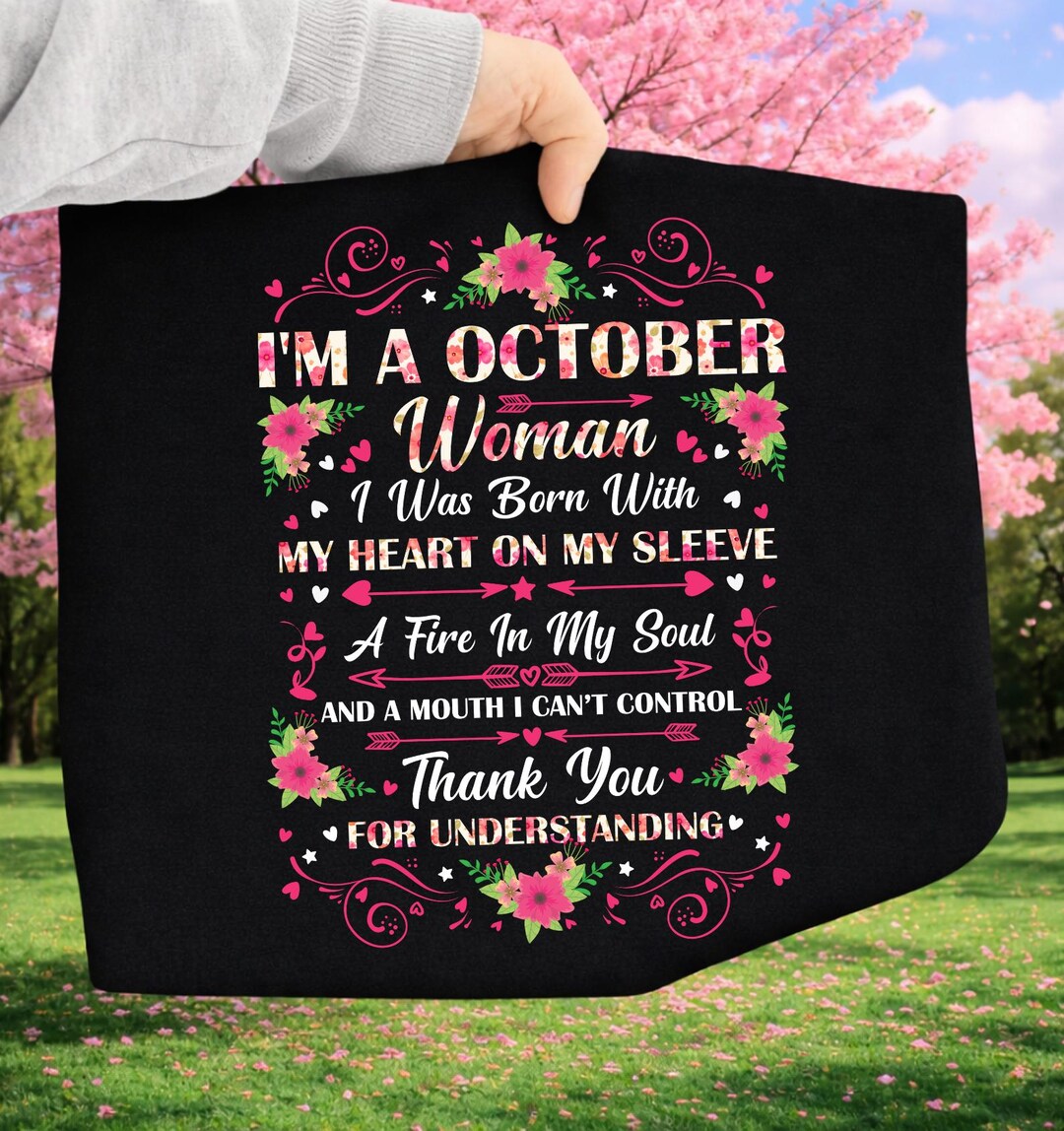 October Woman Birthday Girl PNG, Strong Women Quote Sublimation Design ...