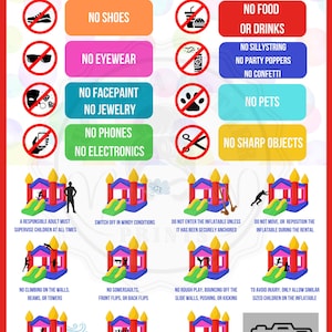 Bounce House Safety Rules Sign | Printable Inflatable Rental Rules | Party Rental Safety Sign | Instant Download