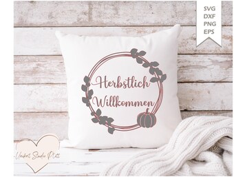 Autumnal welcome plotter file, autumn love SVG Eps DXF PNG, Svg autumn