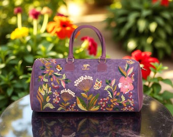 Weekender Bag for Women, Large Purple Travel Duffel Bag