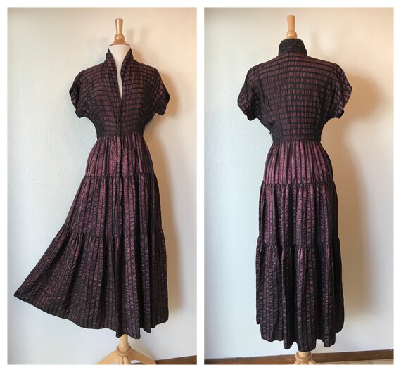 Vintage 1940s Purple Wine Lounge Maxi Zip Front Ev