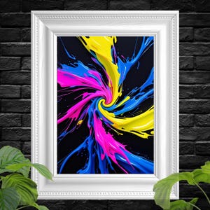 Dynamic Swirl Abstract Poster | Magenta, Yellow, Blue