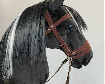 Cavallo di legno nero realistico: regalo di compleanno per figlio a forma di cavallo di legno.