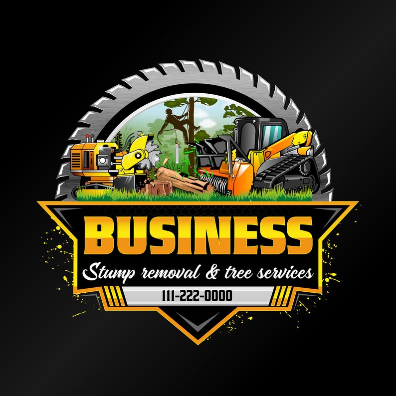 Stump Grinding Logo, Tree Removal Arborist Branding, Saw Blade Emblem ...