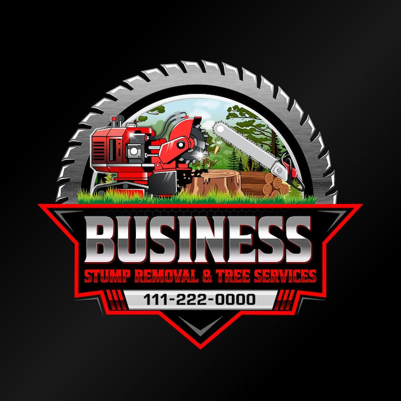 Stump Grinding Logo, Tree Removal Arborist Branding, Saw Blade Emblem ...