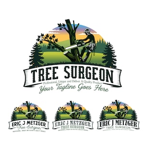 Custom Tree Surgeon Logo Design | Arborist Branding Package, Illustrator Vector Template