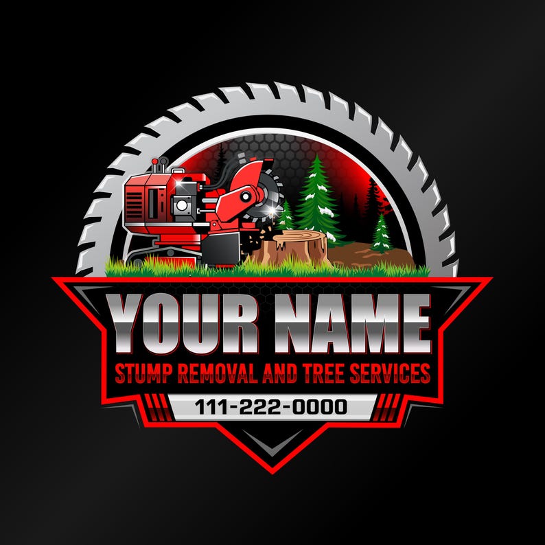 Stump Grinding Logo, Tree Removal Arborist Branding, Saw Blade Emblem ...