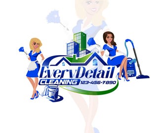Cleaning Service Logo, Maid & Housekeeping Branding