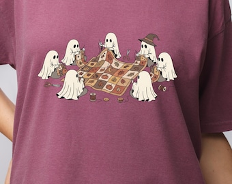 Vintage Ghosts Quilting T-Shirt: Retro Halloween Family Tee