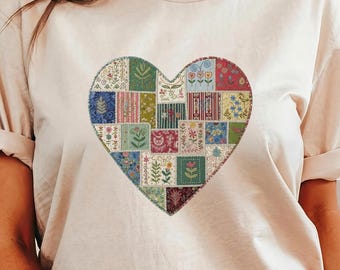 T-shirt patchwork coeur matelassé - T-shirt vintage Heart Block Design Comfort Colors