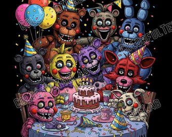 Fête d'anniversaire chaotique et ironique FNAF PNG, jeu d'arcade rétro, Five Nights at Freddy's. Retro Freddy Fazbear, jeu d'horreur