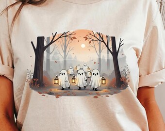 Ghosts Trekking Comfort Colors Shirt: Adventure Summerween Hiking Tee