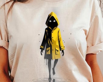 Yellow Girl Shadows T-Shirt: Horror Game Graphic Tee