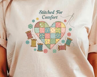 T-shirt cousu pour plus de confort – T-shirt graphique matelassé, chemise à coudre vintage