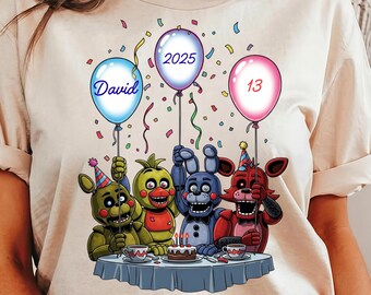 FNAF Personalized Birthday Shirt, Custom Freddy Shirt, Five Nights at Freddy's. Retro Freddy Fazbear Shirt, Horror Game Tee, Birthday Tee
