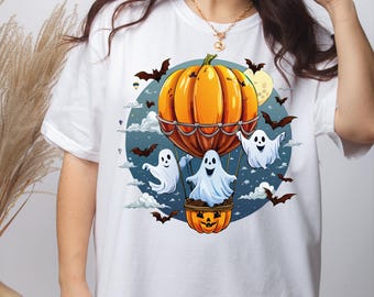 Cute Ghosts Flying Balloon Shirt, Halloween Shirt, Retro Ghost Halloween, Halloween Ghost Shirt, Spooky Season, Spooky Season Halloween Gift