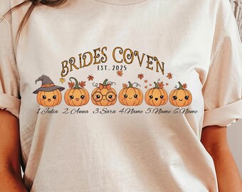 Personalized Halloween Bride & Bridesmaids Shirt: Pumpkin Bachelorette Party Tee