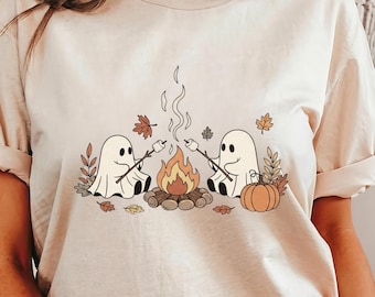 Vintage Ghosts Camping Shirt: Comfort Colors Summerween Adventure Tee