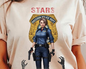 Resident Evil Jill Valentine T-Shirt: Raccoon Police Dept. - Gamer Gift