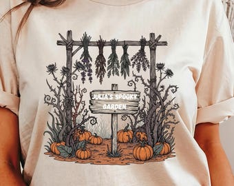 Personalized Witchy Garden T-Shirt: Custom Halloween Tee, Farm Lover Gift