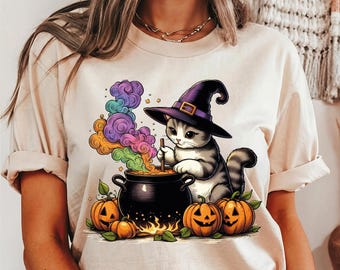 T-shirt Halloween Comfort Colors Witchy Cat : T-shirt de la saison effrayante